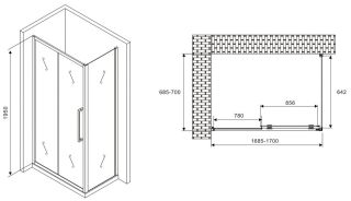 Душевой уголок ABBER Schwarzer Diamant AG30170MH-S70M 170x70см хром
